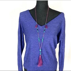 Delia’s Purple/Blue V-Neck Sweater Size XL